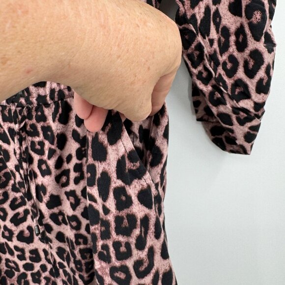 Torrid Leopard Print Zip Front 3/4 Sleeve Challis Shirt Dress Women’s Size 2 - Picture 7 of 12
